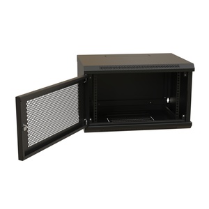 Шкаф настенный 19-дюймовый (19"), 6U, 367x600х600мм, перфорированная металлическая дверь с замком, цвет черный (RAL 9004) (разобранный)