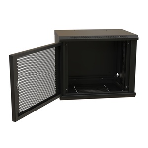 Шкаф настенный 19-дюймовый (19"), 12U, 650x600х450мм, перфорированная металлическая дверь с замком, цвет черный (RAL 9004) (разобранный)