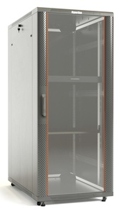 Hyperline TTB-4282-AS-RAL7035 Шкаф напольный 19-дюймовый, 42U, 2055x800х1200 мм (ВхШхГ), передняя дверь стеклянная, задняя дверь сплошная, ручка с замком, 2 вертикальных кабельных органайзера, цвет серый (RAL 7035) (разобранный)