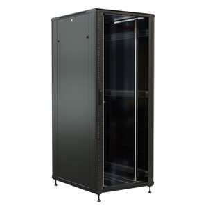 Шкаф напольный 19-дюймовый, 37U, 1833х800х800 мм (ВхШхГ), передняя стеклянная дверь со стальными перфорированными боковинами, задняя дверь сплошная, цвет черный (RAL 9004) (разобранный)
