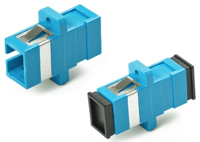 Hyperline FA-P11Z-SC/SC-N/BK-BL Оптический проходной соединитель SC-SC, SM, simplex, корпус пластиковый, синий, черные колпачки