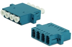 Hyperline FA-P11Z-QLC/QLC-N/WH-BL Оптический проходной соединитель LC-LC, SM, quadro, 4 волокна, корпус пластиковый, синий, белые колпачки