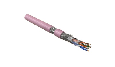 Hyperline SFUTP4-C5E-P26-IN-PVC-PK-305 (305 м) Кабель витая пара, экранированная SF/UTP, Cat.5e, 4 пары (26 AWG), многожильный (patch), экран - фольга + медная оплетка, PVC, –20°C – +75°C, розовый