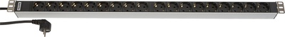 Hyperline SHT-18SH-2.5EU Блок розеток, вертикальный, 18 розеток Schuko, кабель питания 2.5м (3х1.5мм2) с вилкой Schuko 16A, 250В, 945x44.4x44.4мм (ДхШхВ), копрус алюминий