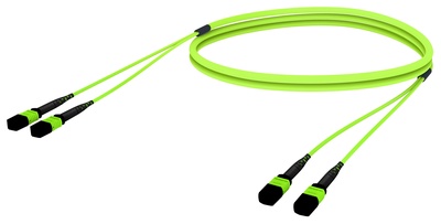 Претерминированный кабель LazrSPEED® WideBand OM5 2xMPO12(f)/2xMPO12(m), изоляция: LSZH, EuroClass B2ca, t=-10-+60 град., цвет: lime, Длина м.: 5