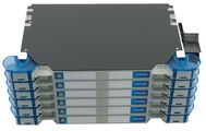 Шасси FACT™ Splice-Patch 288xLC/APC SM и C-grade пигтейлы, поддон для гильз SMOUV, организация кабеля: right-hand patch, цвет: серый, высота: 6E=4.2RU