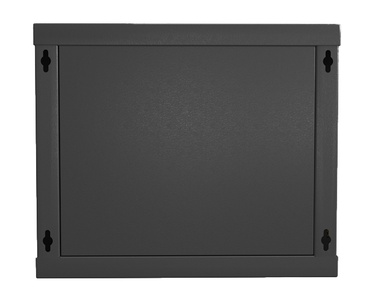 Hyperline TWL-0930-SR-RAL9005 Шкаф настенный 19-дюймовый (19"), 9U, 500x600х300мм, металлическая дверь, несъемные стенки, 1 пара профилей, цвет черный (RAL 9005) (собранный)