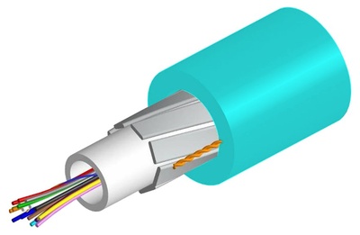 Компактный универсальный оптический кабель, кол-во волокон: 12, Тип волокна: OM3 в буфере 250 микрон, Конструкция: волокна в трубке без геля с диэлектрической защитой от грызунов, Изоляция: ULSZH, EuroClass: Dca, Диаметр: 6,4 мм, -10-+70 град., цвет: бирюзовый, 2 км