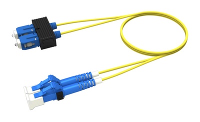 Коммутационный шнур LC-UPC/SC-UPC дуплексный, волокно: OS2 G.652.D and G.657.A1 TeraSPEED®, оболочка: Plenum, диаметр: 1.6, цвет: жёлтый, цвет разъёма: синий, длина м: 1-99