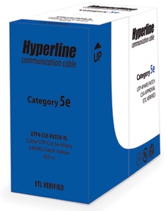 Hyperline UUTP4-C5E-P24-IN-LSZH-BL-305 (305 м) Кабель витая пара, неэкранированная U/UTP, Cat.5e, 4 пары (24 AWG), многожильный (patсh), LSZH, нг(А)-HF, -20°C – +75°C, синий