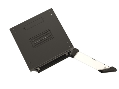 Hyperline TWB-1245-GP-RAL9004 Шкаф настенный 19-дюймовый (19"), 12U, 650x600х450мм, стеклянная дверь с перфорацией по бокам, ручка с замком, цвет черный (RAL 9004) (разобранный)