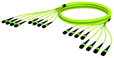 Претерминированный кабель LazrSPEED® WideBand OM5 8xMPO12(f)/8xMPO12(m), изоляция: LSZH, EuroClass B2ca, t=-10-+60 град., цвет: lime, Длина м.: 10