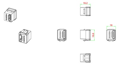 Hyperline KJ1-HDMI-AS18-WH Проходной соединитель формата Keystone Jack HDMI 2.0 (Type A), short body (18.2 мм), ROHS, белый