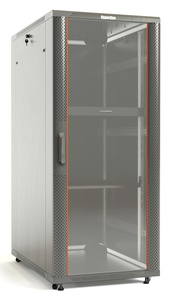 Hyperline TTB-4284-AS-RAL7035 Шкаф напольный 19-дюймовый, 42U, 2055x800х450 мм (ВхШхГ), передняя стеклянная дверь со стальными перфорированными боковинами, задняя дверь сплошная, ручка с замком, крыша нового типа, цвет серый (RAL 7035) (разобранный)