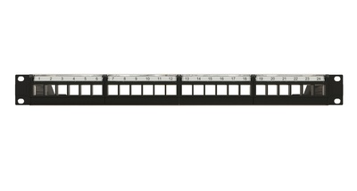 Hyperline PPBL6-19-24-RM Модульная Коммутационная панель 19", 24 порта, 4 съемные панели по 6 гнёзд, 1U, для неэкранированных гнёзд, с задним кабельным органайзером (без гнёзд)
