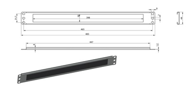 Hyperline BPB19-1U-RAL7035 Фальш-панель на 1U, с щеточным вводом, цвет серый (RAL 7035)