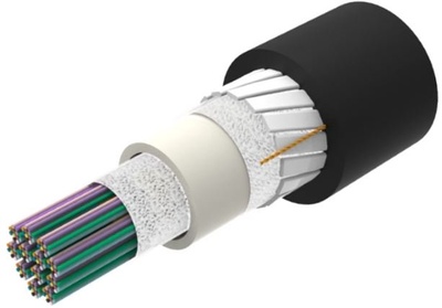 Универсальный оптический кабель, кол-во волокон: 864, Тип волокна: G.657.A2/B2, конструкция: ленты волокон Rollable Ribbon в общей трубке, полоски из фибергласа, изоляция: UV stabilized NEC OFNR-LS (ETL) and c(ETL), EuroClass: C2ca, диаметр: 19,5 мм, -40 - +70 град., цвет: чёрный