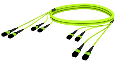 Претерминированный кабель 48 волокон LazrSPEED® WideBand OM5 4xMPO12(f)/4xMPO12(f), изоляция: LSZH, EuroClass B2ca, t=-10-+60 град., цвет: lime