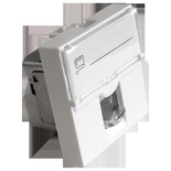 Вставка Mosaic 45x45, RJ-45 STP, кат.5e, со шторкой и увеличенным окном маркировки, цвет: белый