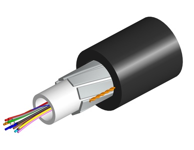 Оптический кабель Arid Core® Drop Cable, волокон: 24, Тип волокна: ОМ3 LazrSPEED® 300, конструкция: общая трубка 4 мм c гелем с усилением пластинами из фибергласа, изоляция: LSZH UV stabilized, EuroClass: Dca, диаметр: 8,3 мм, -20 - +70 град., цвет: чёрный