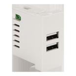 Модуль USB-зарядки, 2 порта USB-A, 2.1A/5V, 45x22.5, цвет: белый