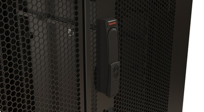 Hyperline TTR-4781-DD-RAL9005 Шкаф напольный 19-дюймовый, 47U, 2277x800х1000 мм (ВхШхГ), передняя и задняя распашные перфорированные двери (75%), ручка с замком, 2 вертикальных кабельных органайзера, цвет черный (RAL 9005) (разобранный)