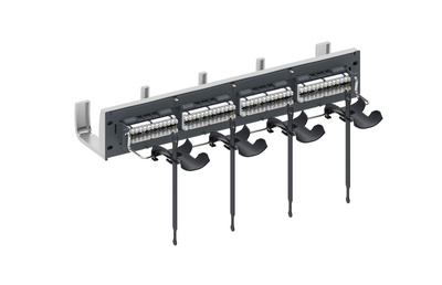 Коммутационная панель SYSTIMAX 360™ GigaSPEED XL® GS3 iPatch® ready 24xRJ45 Cat.6 UTP с фронтальным кабельным органайзером, высота: 2RU, цвет: серый, сатин хром