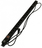 Hyperline SHE-15SH-3IEC-SF-2.5EU Блок розеток, вертикальный, 15 розеток Schuko, 3 розетки IEC320 C13, выключ. с подсветкой, защита от перенапряж., кабель питания 2.5м (3х1.5мм2) с вилкой Schuko 16A, 250В, 1040x44.4x44.4мм (ДхШхВ), корпус алюминий, черный