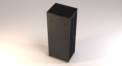 Hyperline TTR-2761-DD-RAL9005 Шкаф напольный 19-дюймовый, 27U, 1388x600х1000 мм (ВхШхГ), передняя и задняя распашные перфорированные двери (75%), ручка с замком, цвет черный (RAL 9005) (разобранный)