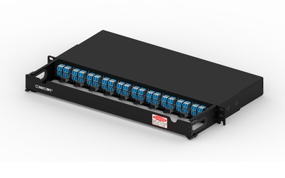 Коммутационная панель 40xLC Duplex/10xMPO-8(m) OS2 Method B Enhanced с фронтальным кабельным органайзером, высота: 1RU, цвет: чёрный