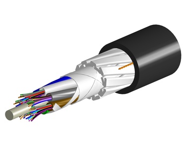 Универсальный оптический кабель, волокон: 6, Тип волокна: ОМ5 LazrSPEED® Wideband, конструкция: до 12 волокон в трубках вокруг диэлектрического центрального силового элемента, двойное бронирование пластинами из плексигласа, изоляция: LSZH UV stabilized, EuroClass: B2ca, диаметр: 13,61 мм, -40 - +60 град., цвет: чёрный