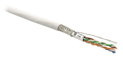 Hyperline SFUTP4-C6-P26-IN-LSZH-WH-500 (500 м) Кабель витая пара, экранированная SF/UTP, категория 6, 4 пары (26 AWG), многожильный (patch), экран - фольга + медная оплетка, LSZH, белый