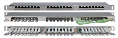 Hyperline PPHD-19-24-8P8C-C5E-SH-110D Коммутационная панель высокой плотности 19", 0.5U, 24 порта RJ45, Cat.5E, Dual IDC, экранированная