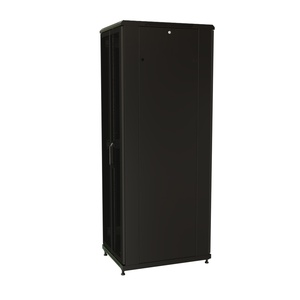 Шкаф напольный 19-дюймовый, 37U, 1833x600х1000 мм (ВхШхГ), передняя и задняя распашные перфорированные двери (75%), цвет черный (RAL 9004) (разобранный)