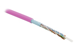 Hyperline FUTP4-C5E-S24-IN-PVC-PK-305 (305 м) Кабель витая пара, экранированная F/UTP, Cat.5e, 4 пары (24 AWG), одножильный (solid), экран - фольга, PVC, –20°C – +75°C, розовый - гарантия: 15 лет компонентная, 25 лет системная