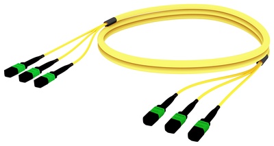 Претерминированный кабель 32 волокна MPOptimate® ULL OS2 G.657.A2 3хMPO12(m)/3хMPO12(m), APC, UltraLowLoss, изоляция: Plenum, Полярность: метод А, t=-10-+60 град., цвет: жёлтый