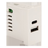 Модуль USB-зарядки, 1 порт USB-C + 1 порт USB-A, 2.1A/5V, 45x22.5, цвет: белый