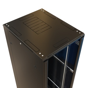 Шкаф напольный 19-дюймовый, 42U, 2055x800х1200 мм (ВхШхГ), передняя стеклянная дверь со стальными перфорированными боковинами, задняя дверь сплошная, цвет черный (RAL 9004) (разобранный)