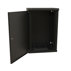 Шкаф настенный 19-дюймовый (19"), 22U, 1086x600х450мм, металлическая передняя дверь с замком, две боковые панели, цвет черный (RAL 9004) (разобранный)