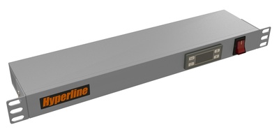 Hyperline TMPY2-230V-RAL7035 Микропроцессорная контрольная панель,1U, для всех шкафов 19'', подключение до двух устройств, датчик температуры, кабель питания 1.8 м, цвет серый (RAL 7035)