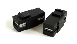 Hyperline KJ1-USB-A2-BK Проходной соединитель формата Keystone Jack USB 2.0 (Type A), ROHS, черный