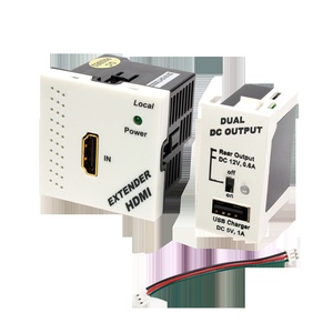 Конвертор RJ45-HDMI, передатчик + блок питания, формата Mosaic, 45x45мм + 22.5х45мм, белые