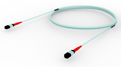 Претерминированный кабель 24 волокна MPOptimate® ULL OM4 MPO24(f)/MPO24(f), UltraLowLoss, изоляция: LSZH, Полярность: метод А, t=-10-+60 град., цвет: бирюзовый