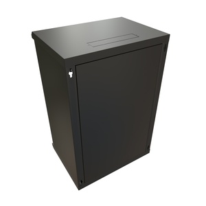 Шкаф настенный 19-дюймовый (19"), 18U, 908x600х450мм, стеклянная дверь с перфорацией по бокам, ручка с замком, цвет черный (RAL 9004) (разобранный)