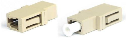 Hyperline FA-P00Z-LC/LC-N/WH-BG Оптический проходной соединитель LC-LC, MM, simplex, корпус пластиковый, бежевый, белые колпачки