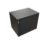 Шкаф настенный 19-дюймовый (19"), 12U, 650x600х600мм, стеклянная дверь с перфорацией по бокам, ручка с замком, цвет черный (RAL 9004) (разобранный)