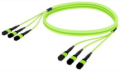 Претерминированный кабель LazrSPEED® WideBand OM5 3xMPO12(f)/3xMPO12(f), изоляция: LSZH, EuroClass B2ca, t=-10-+60 град., цвет: lime, Длина м.: 30