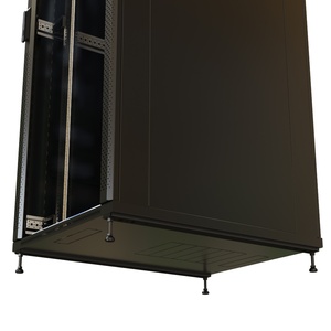 Шкаф напольный 19-дюймовый, 42U, 2055x800х450 мм (ВхШхГ), передняя стеклянная дверь со стальными перфорированными боковинами, задняя дверь сплошная, цвет черный (RAL 9004) (разобранный)