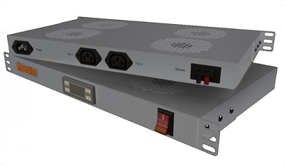 Hyperline TRFA-MICR-4F-RAL7035 Модуль вентиляторный 19", 1U, глубиной 290мм, с термостатом и 4-я вентиляторами, номинальная мощность 70.40 Вт, датчик температуры, кабель питания C13-Schuko 1.8м, цвет серый (RAL 7035)