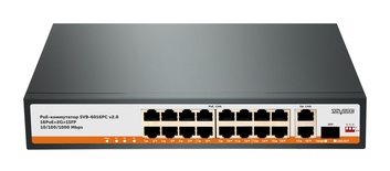 Сетевой 19" 16-портовый PoE-коммутатор с 2 uplink портами и 1 SFP портом Gigabit Ethernet